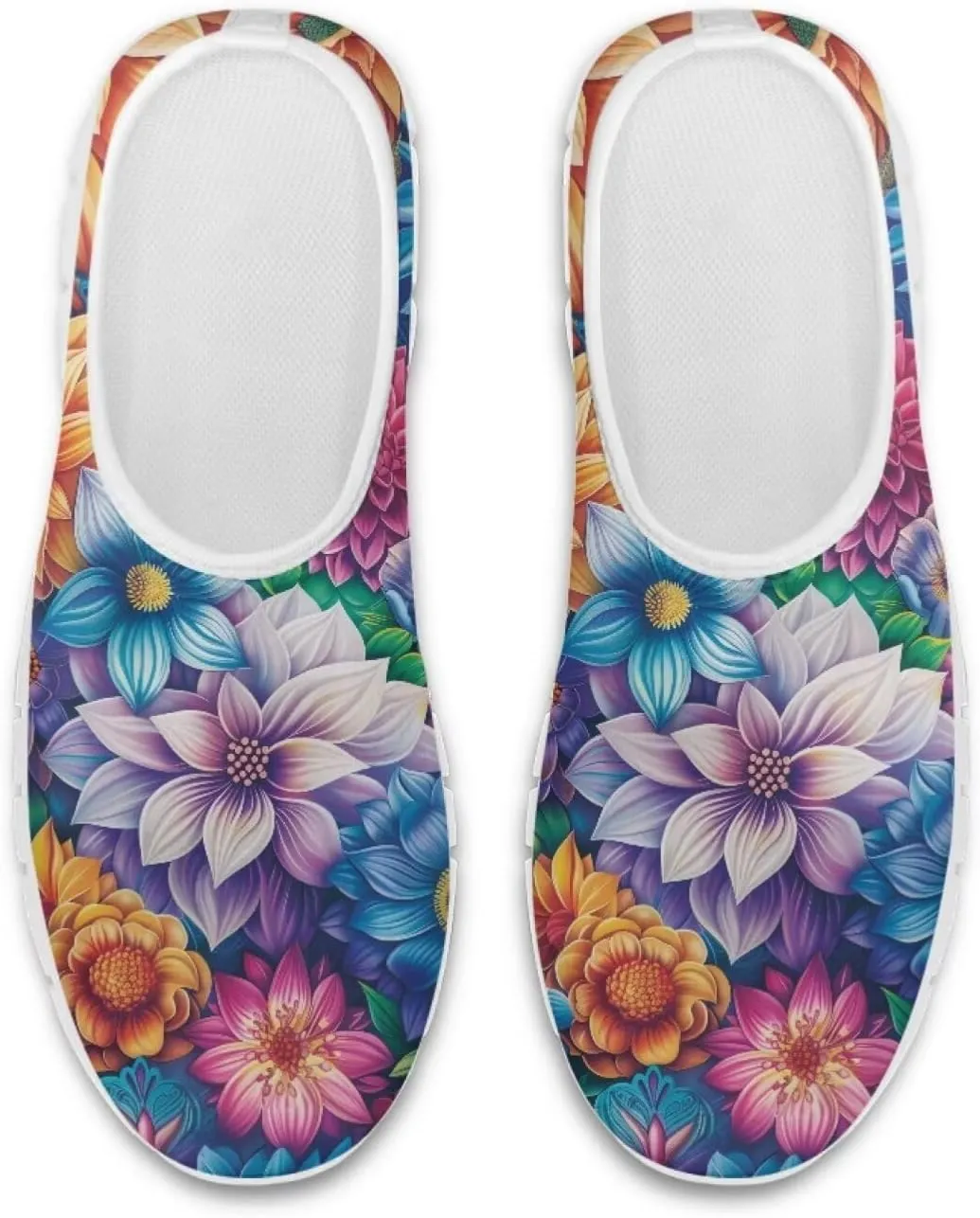 Mandala Flowers Print Womens Slip On Running Shoes Loafers Shoes Non Slip Arch Support Walking Shoes Breathable Gym Workout Shoes