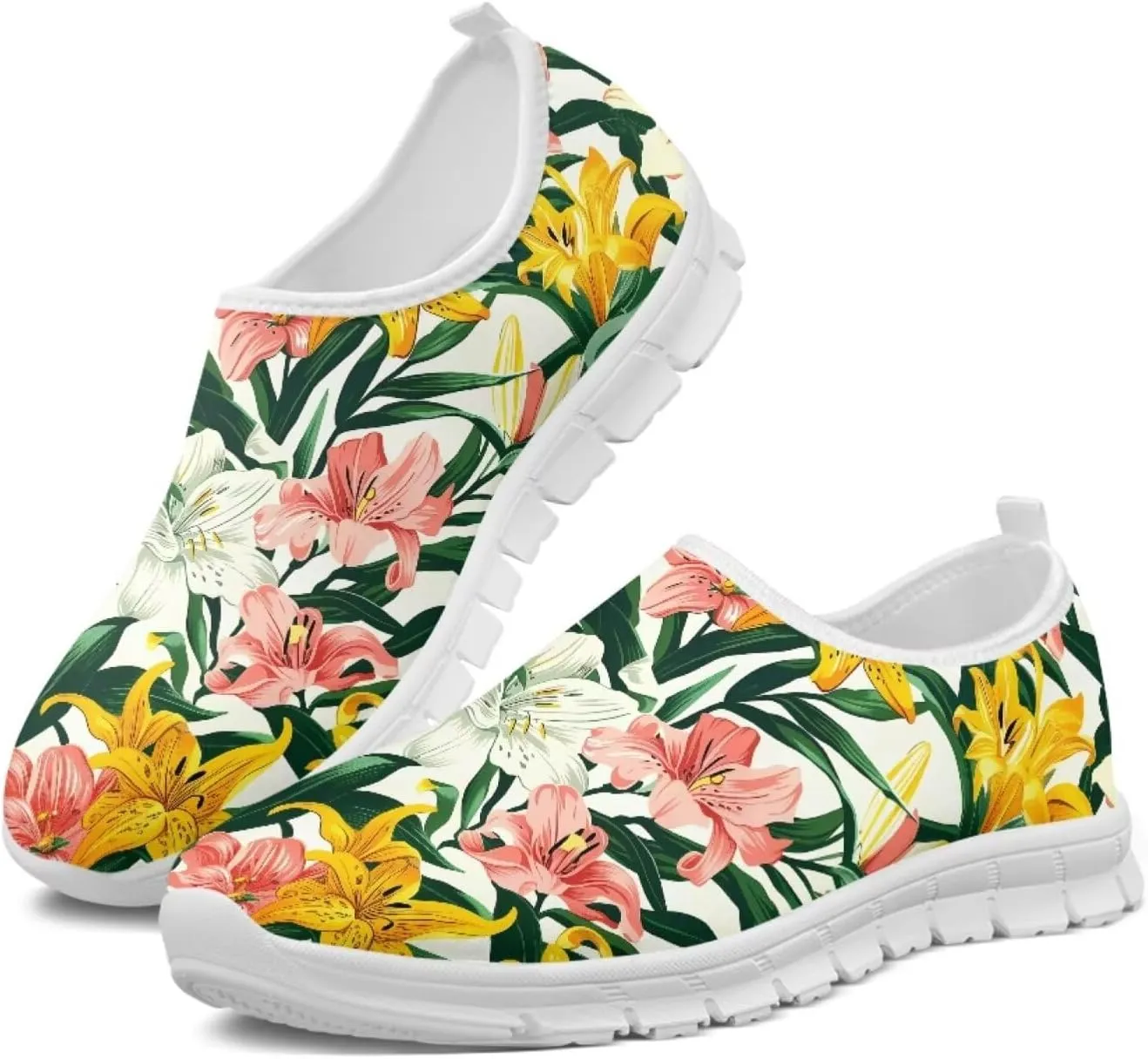 Mandala Flowers Print Womens Slip On Running Shoes Loafers Shoes Non Slip Arch Support Walking Shoes Breathable Gym Workout Shoes