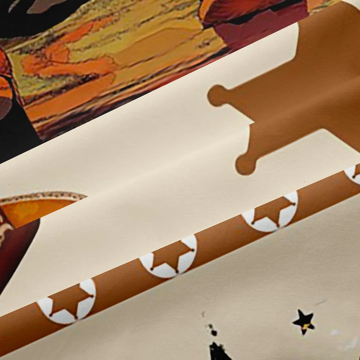 Manfei Western Cowboy Kids Window Curtains,Hats Boots Cowhide Texas Stars Hunt Gun Window Drapes for Boys Men,Geometric Plaids Patchwork Brown Window Treatments Grommet Top 2 Panel Set,42Wx84L inch
