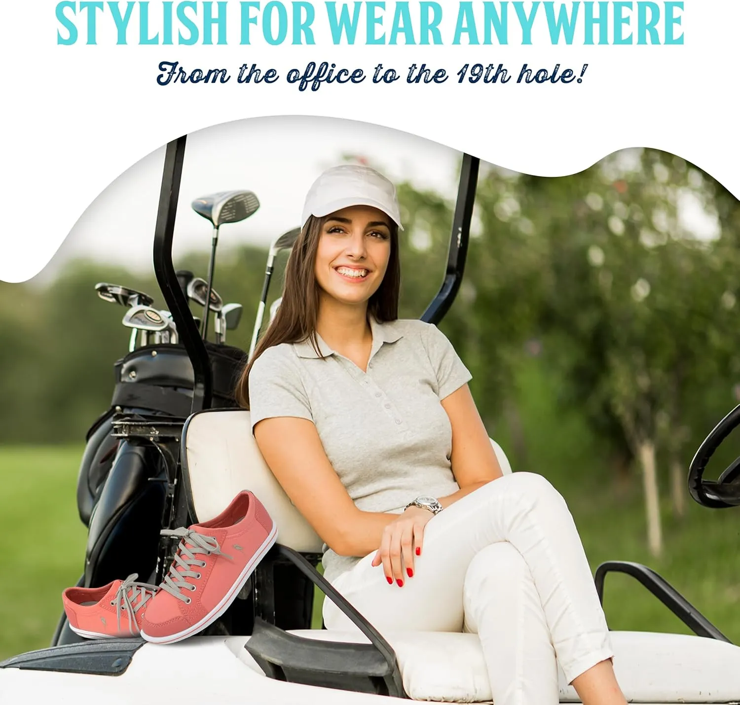 Margaritaville Golf Shoes, The Birdie, Spikeless Womens Golf Shoe, Ladies Golf Footwear with Rubber Toe Guard and Stability Heel Frame, Lace Up Athletic Shoe