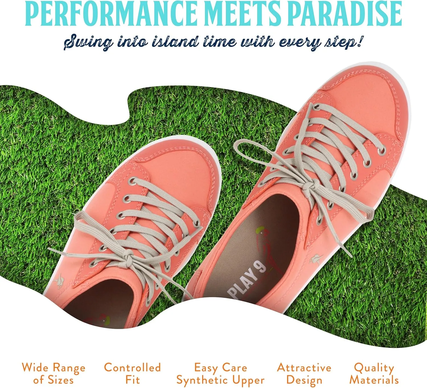 Margaritaville Golf Shoes, The Birdie, Spikeless Womens Golf Shoe, Ladies Golf Footwear with Rubber Toe Guard and Stability Heel Frame, Lace Up Athletic Shoe