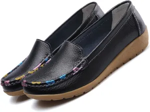 MEBAMY Women's Thick Sole Slip-On Loafers Comfortable Arch Support Casual Thick-Soled Casual Shoes Non-Slip Low-Top Loafers Shoes for Women Black