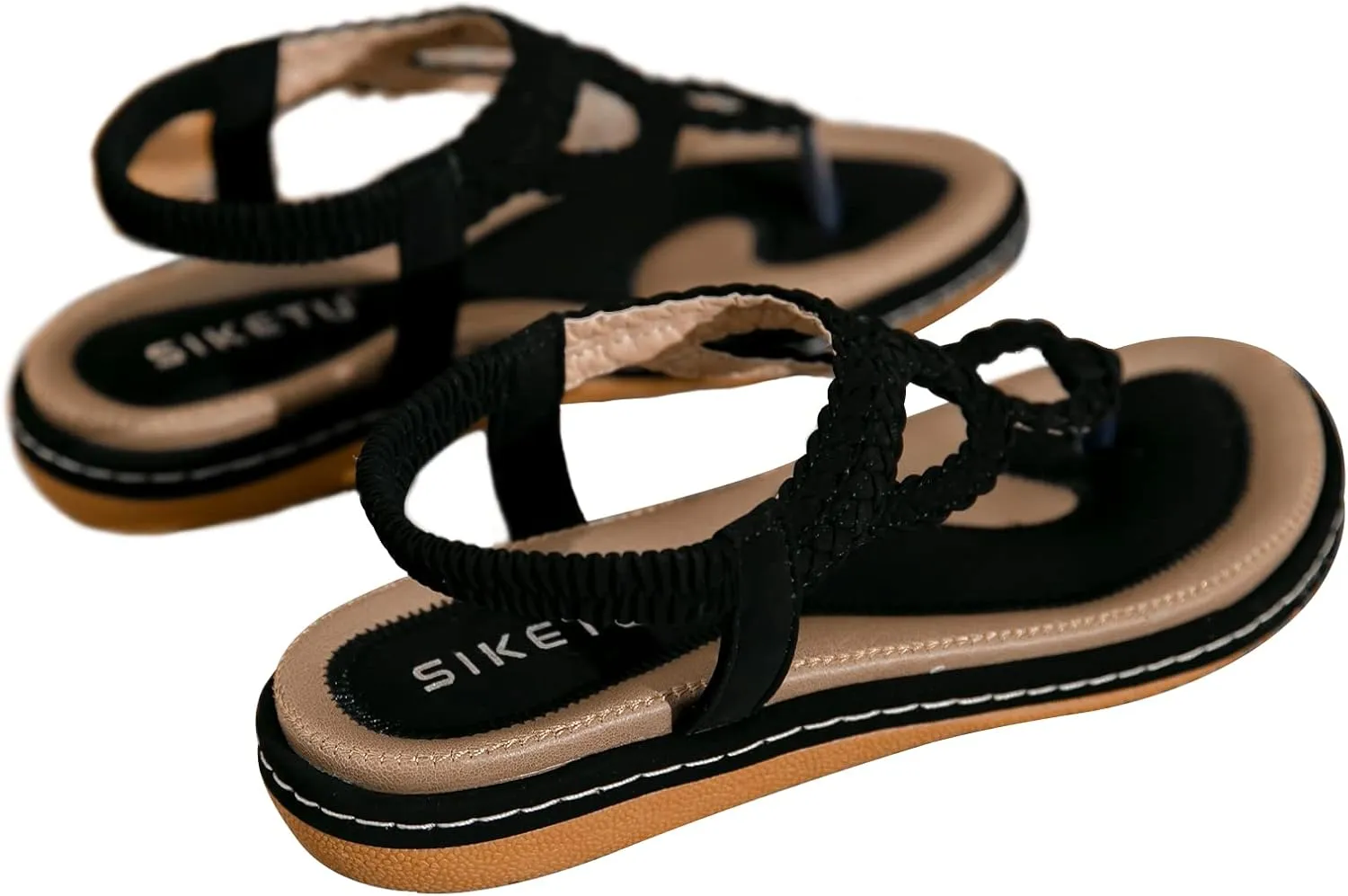 Meeshine Women's Bohemia Flip Flops Summer Beach T-Strap Flat Sandals Comfort Walking Shoes