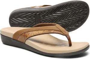 MEGNYA Comfortable Walking Flip Flops for Womens, Orthopedic Walking Sandals with Arch Support, Flat Feet Pain Relief Sandals for Beach, Summer, Pool