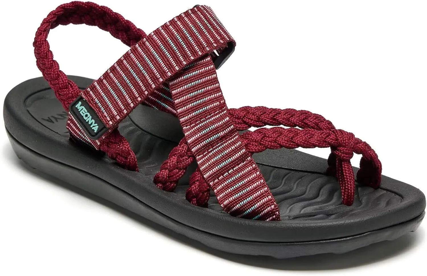 MEGNYA Comfortable Womens Hiking Sandals, Flip Flop Walking Sandals with Arch Support, Athletic Sandals with Hook and Loop Straps for Beach Vacation Adventure