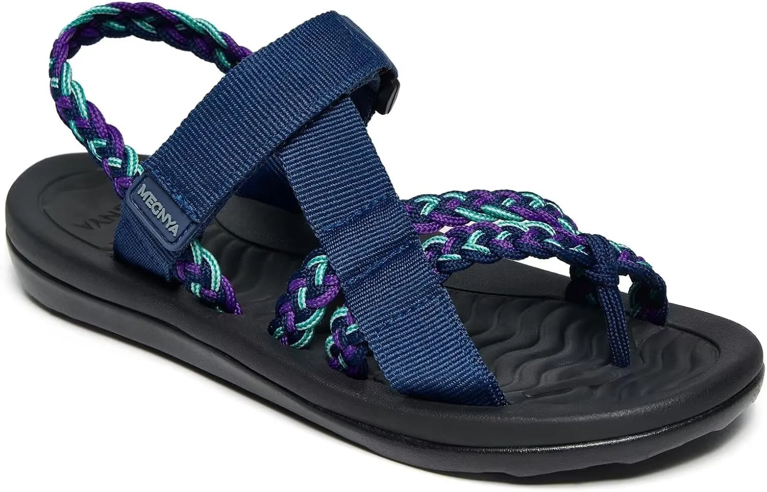 MEGNYA Hiking Sandals for Womens, Comfortable Walking Flip Flop Sandals with Arch Support, Athletic Sandals with Hook and Loop Straps for Beach Vacation Adventure