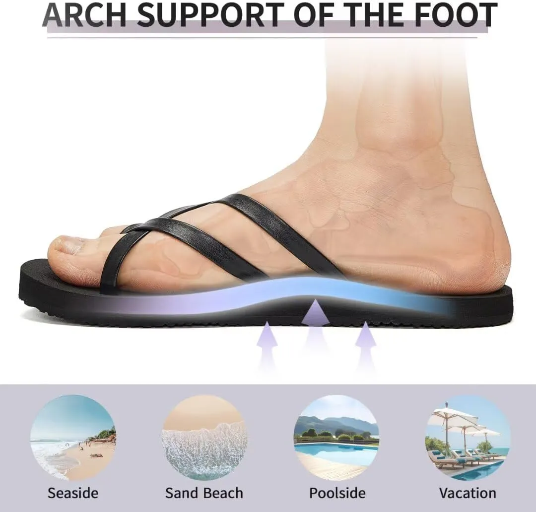 MEGNYA Women's Arch Support Flip Flops Sandals, Comfortable Summer Beach Slippers, Casual Walking Sandals