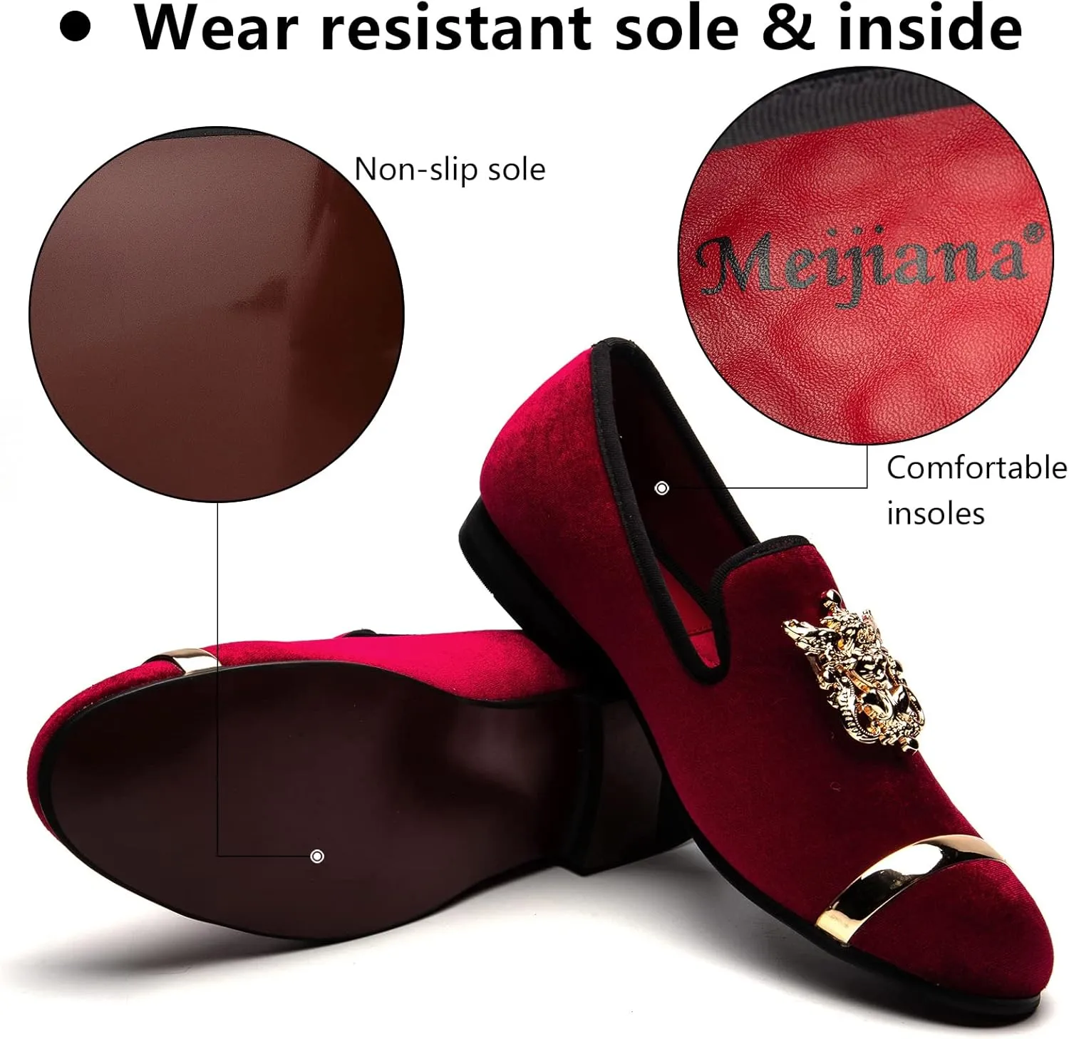 Meijiana Men's Fashion Classic Faux Leather Loafers and Weeding Dress Shoes for Men
