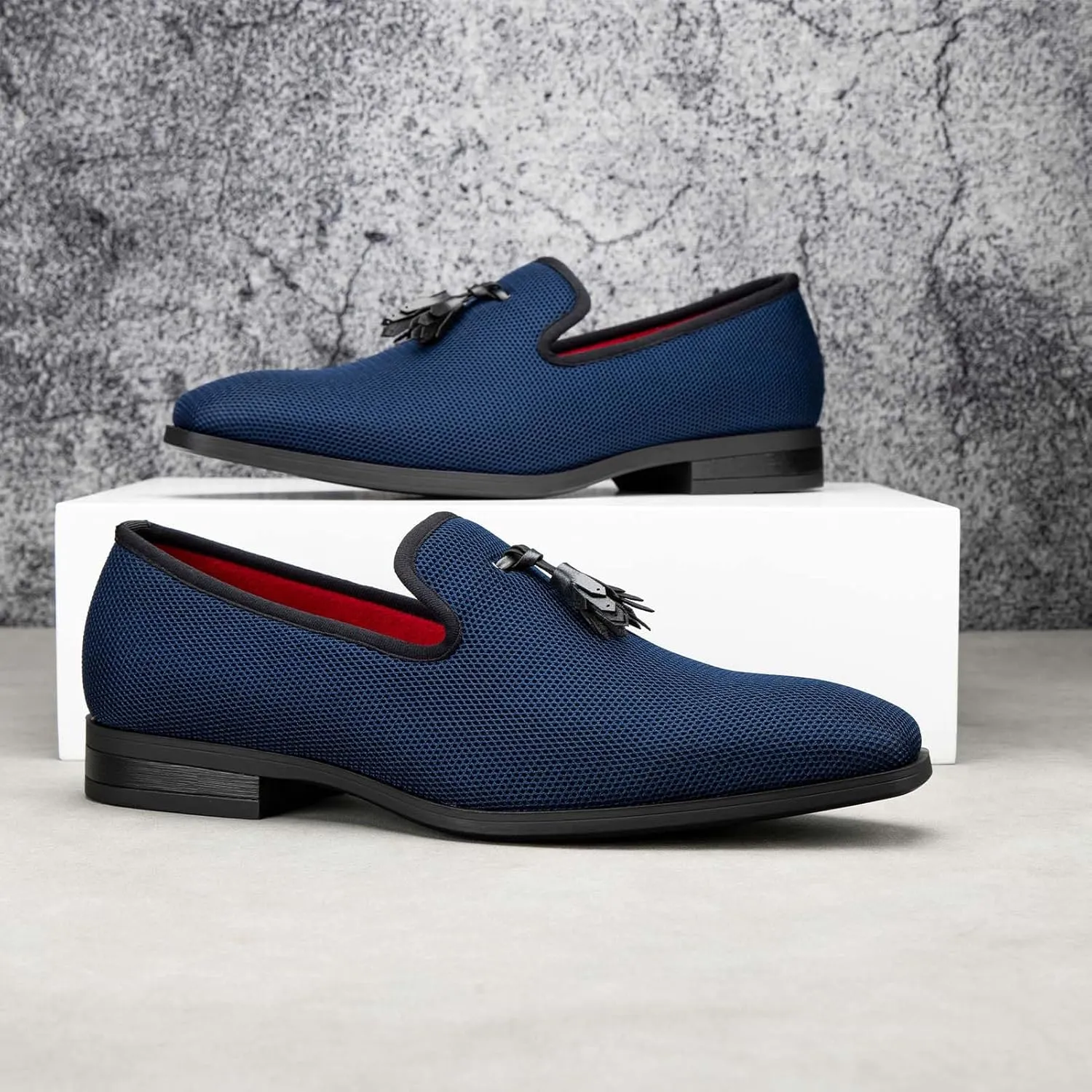 Meijiana Men's Loafers Lightweight Slip-On Moccasins Stylish Dress Shoes Breathable Tassels Loafers