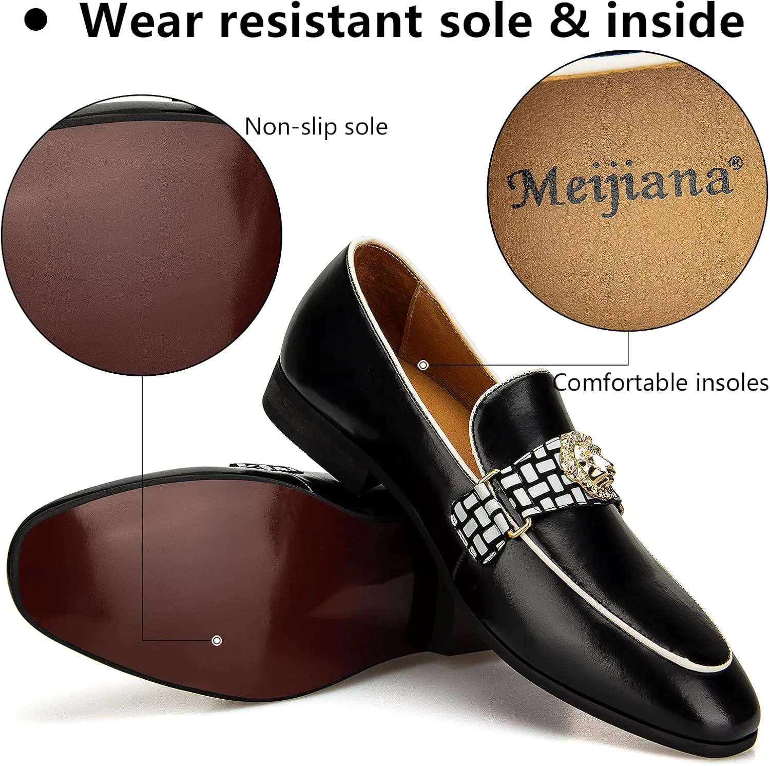 Meijiana Men's Loafers Lightweight Slip-On Moccasins Stylish Dress Shoes Breathable Tassels Loafers