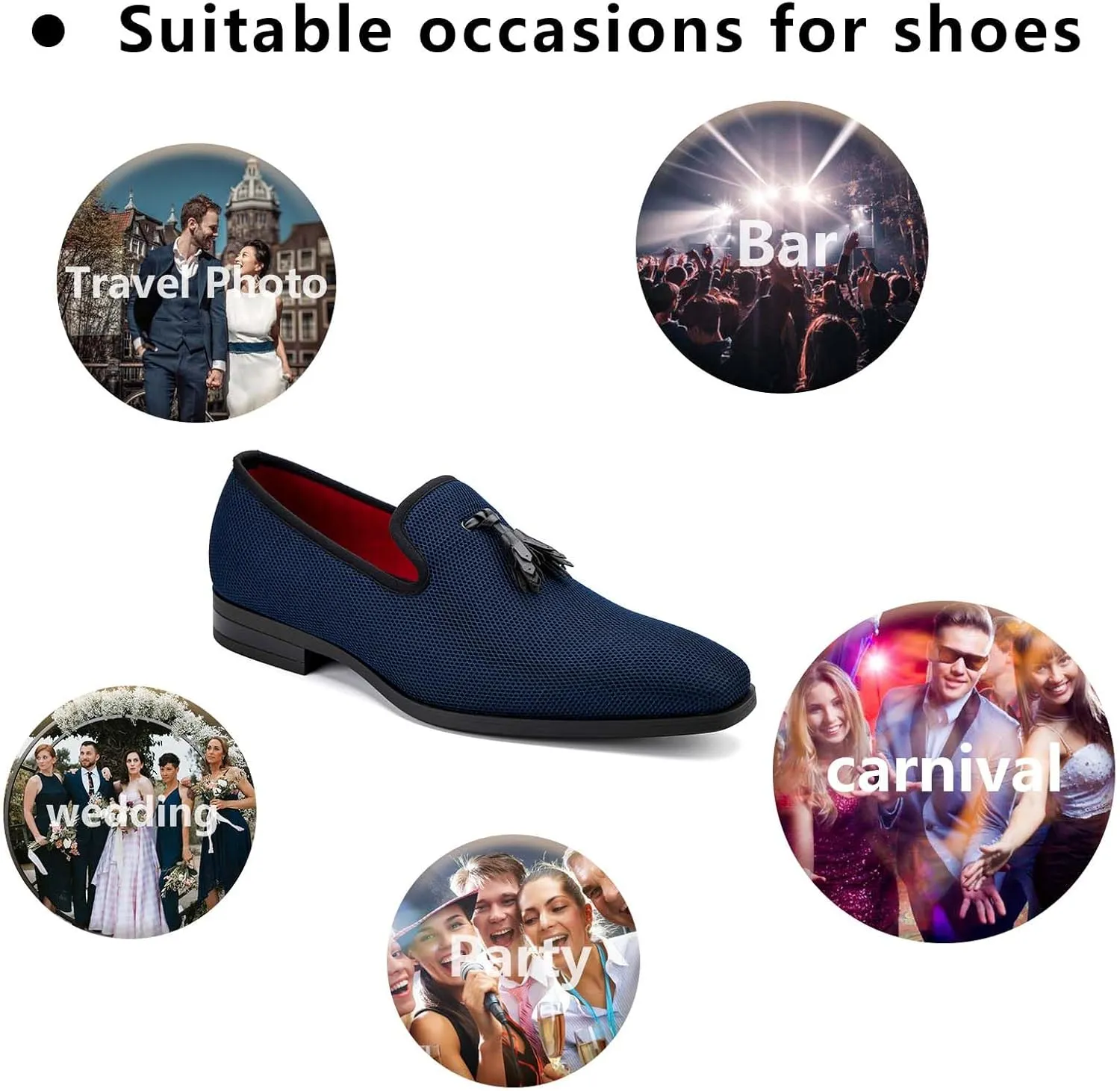 Meijiana Men's Loafers Lightweight Slip-On Moccasins Stylish Dress Shoes Breathable Tassels Loafers