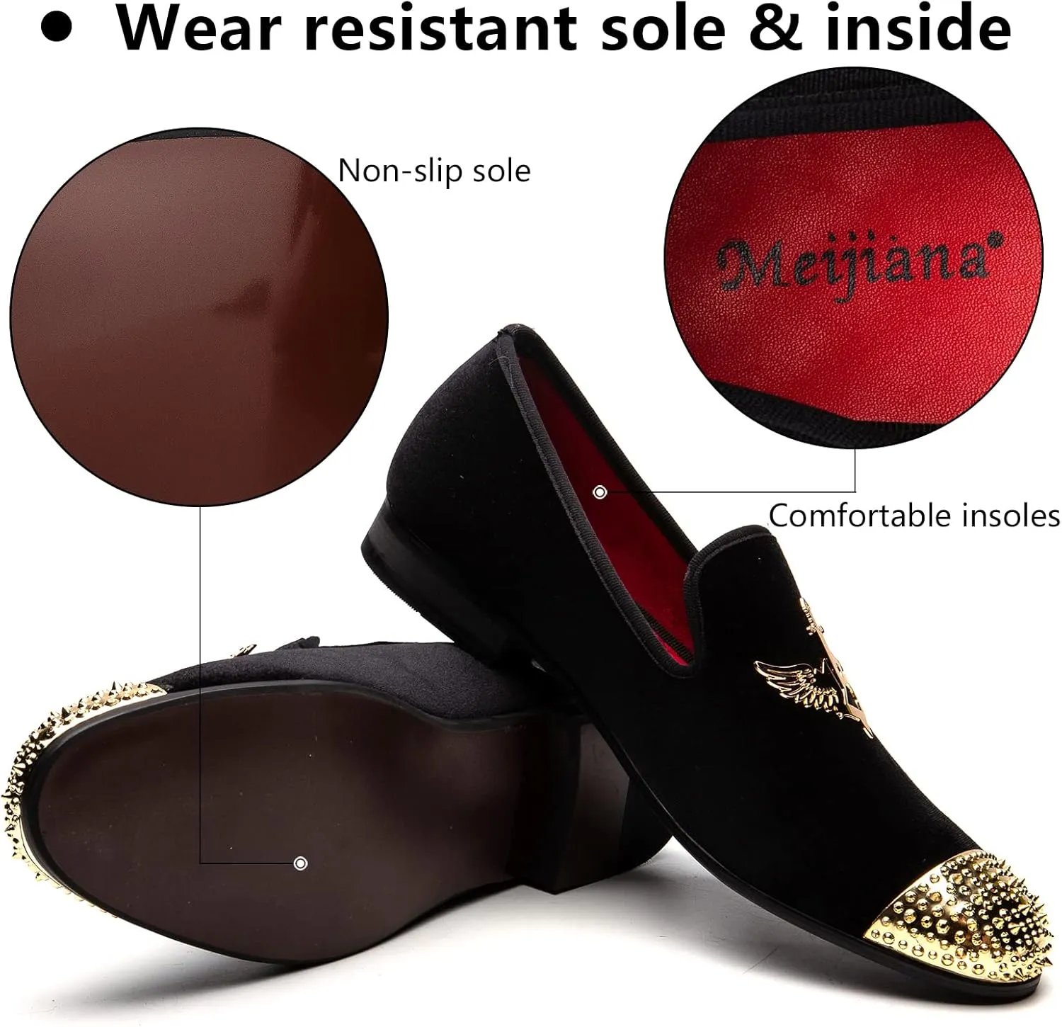 Meijiana Men's Loafers Velvet Shoes Metal Eagle Buckle Wedding Party Smoking Slipper Dress Loafers Shoes for Men