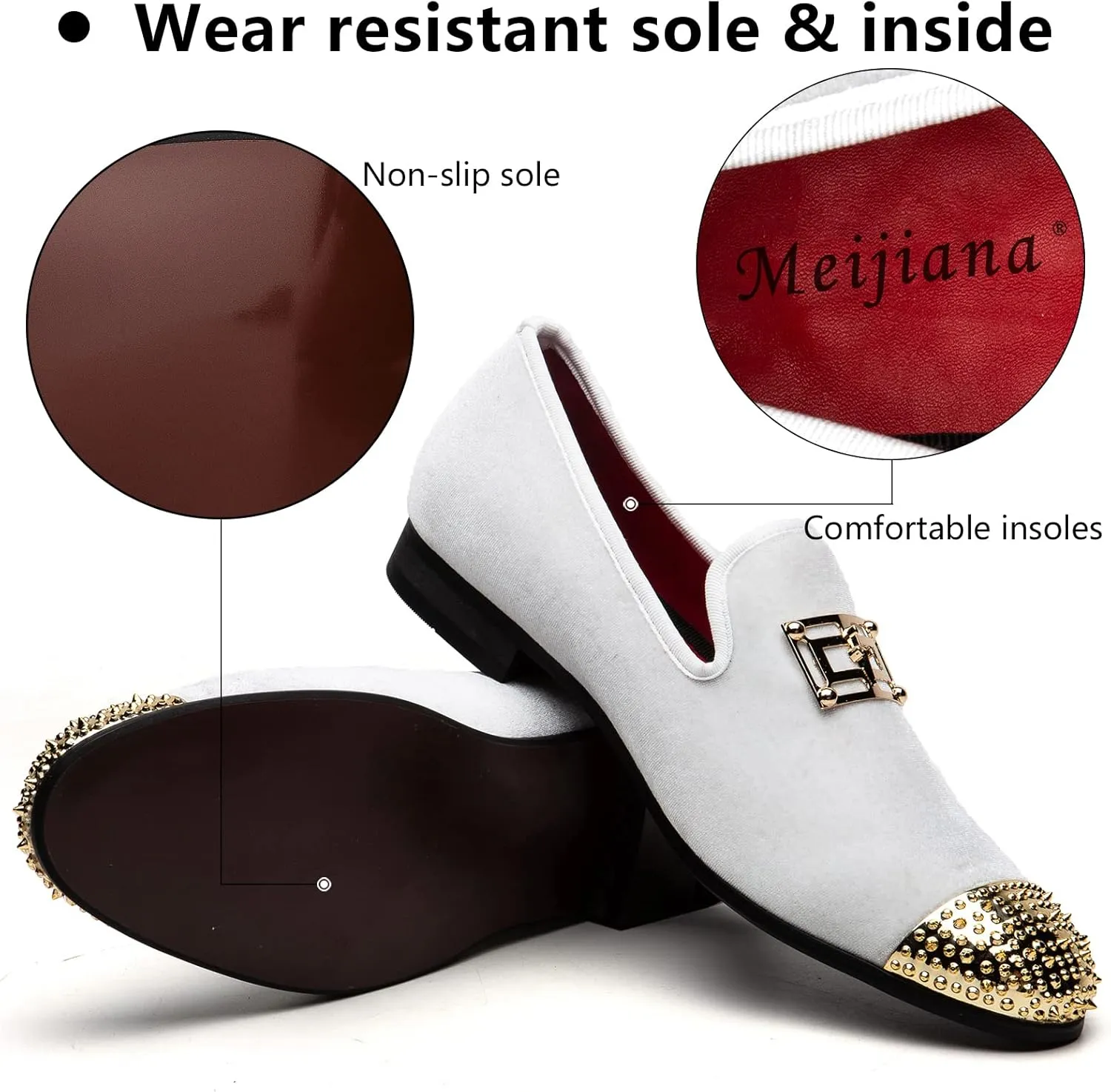 Meijiana Men's Loafers Velvet Shoes Metal Eagle Buckle Wedding Party Smoking Slipper Dress Loafers Shoes for Men