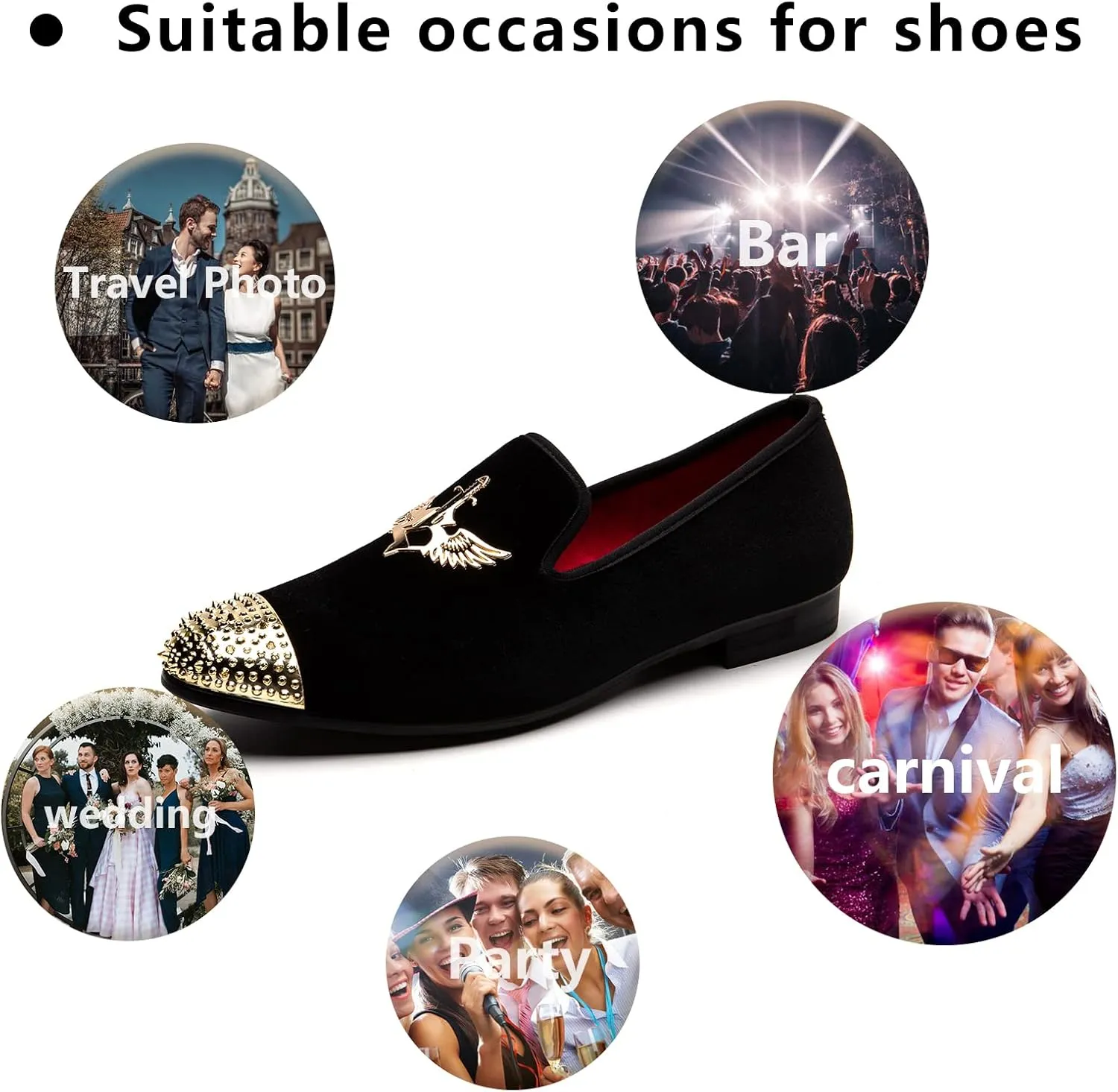 Meijiana Men's Loafers Velvet Shoes Metal Eagle Buckle Wedding Party Smoking Slipper Dress Loafers Shoes for Men