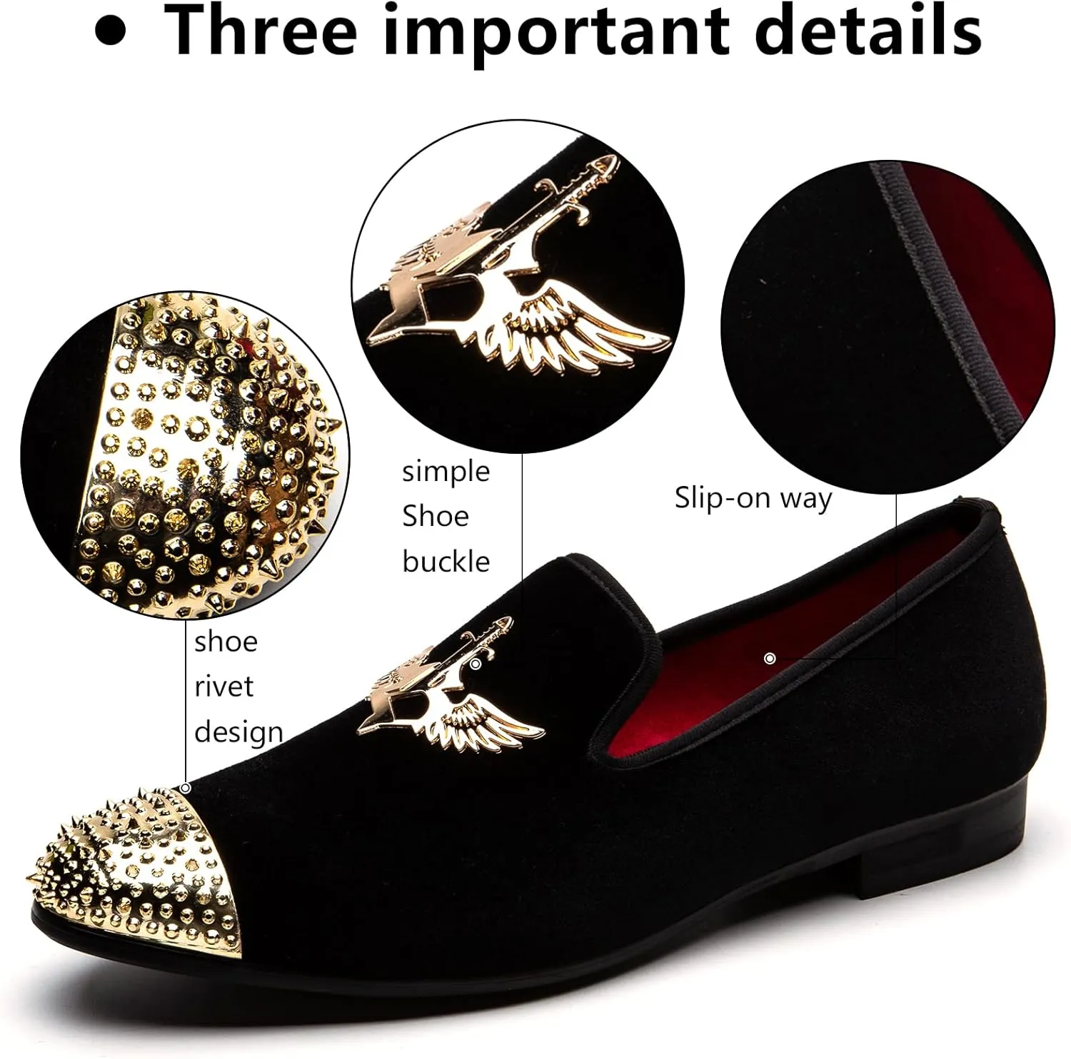 Meijiana Men's Loafers Velvet Shoes Metal Eagle Buckle Wedding Party Smoking Slipper Dress Loafers Shoes for Men