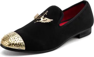 Meijiana Men's Loafers Velvet Shoes Metal Eagle Buckle Wedding Party Smoking Slipper Dress Loafers Shoes for Men