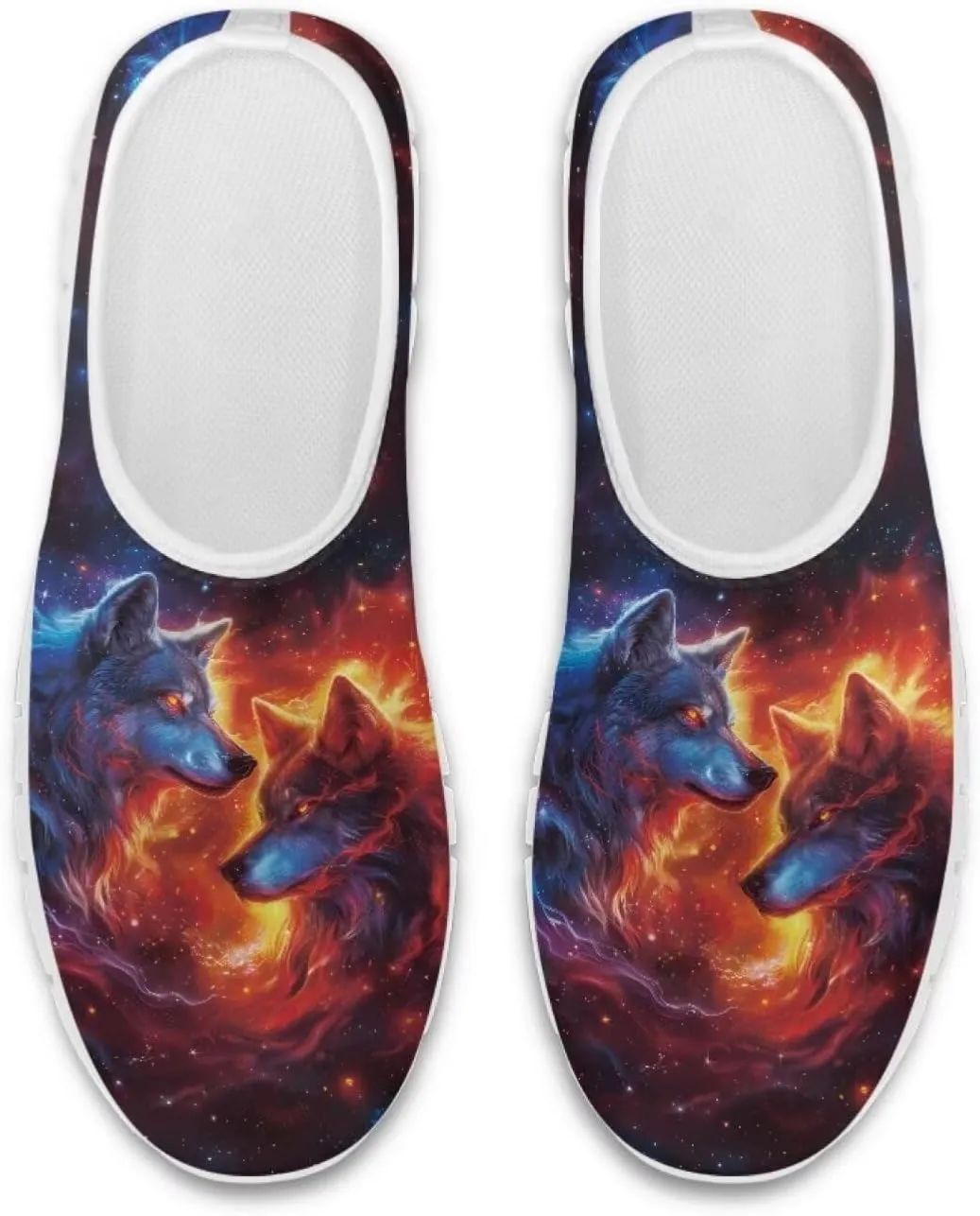 Men Slip On Shoes Dog & Wolf Print Women Walking Running Loafers Shoes with Arch Support Women Non Slip Boat Shoes for Daily Walking