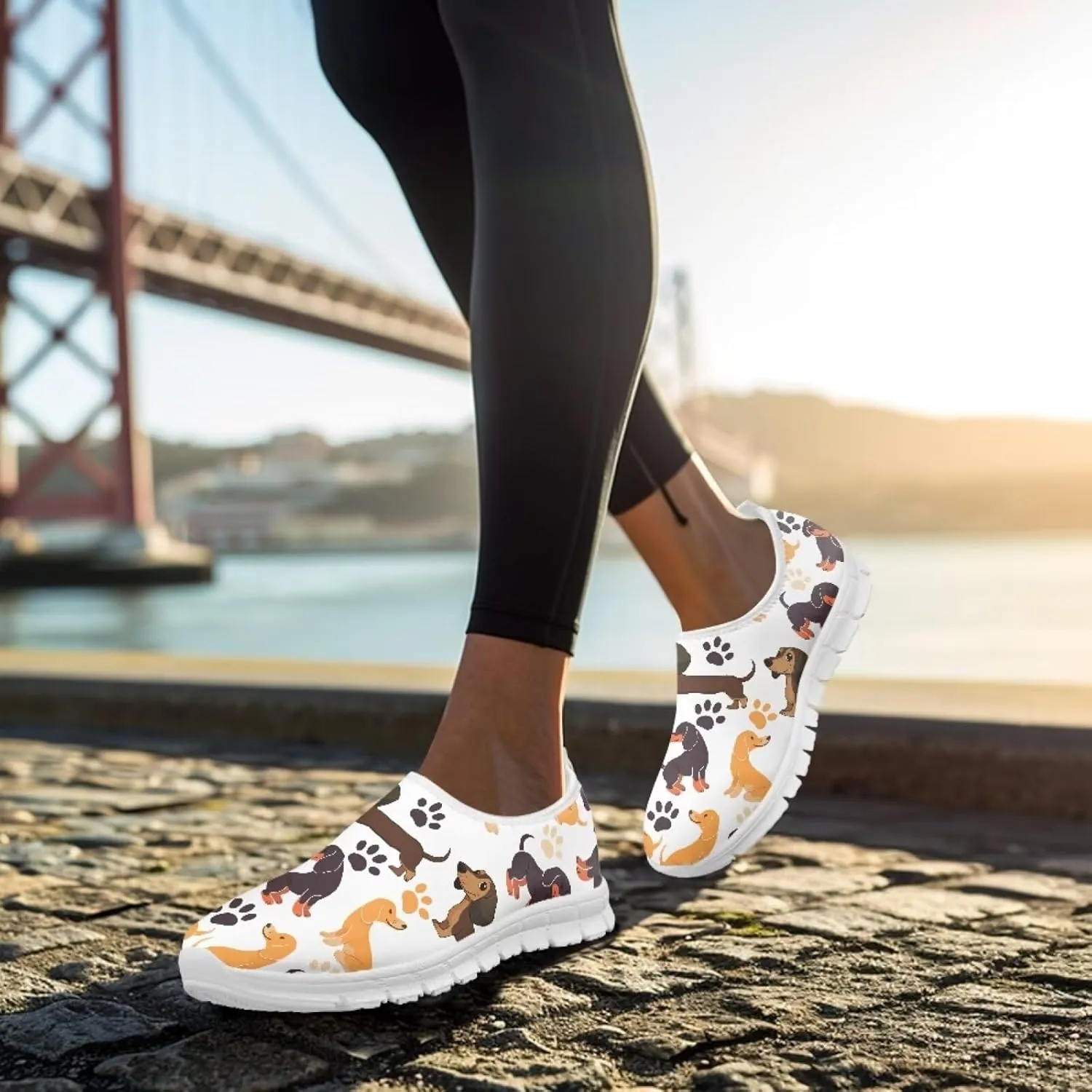 Men Slip On Shoes Dog & Wolf Print Women Walking Running Loafers Shoes with Arch Support Women Non Slip Boat Shoes for Daily Walking