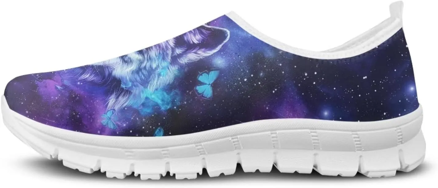 Men Slip On Shoes Dog & Wolf Print Women Walking Running Loafers Shoes with Arch Support Women Non Slip Boat Shoes for Daily Walking