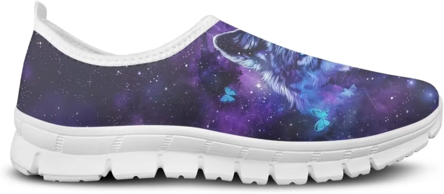 Men Slip On Shoes Dog & Wolf Print Women Walking Running Loafers Shoes with Arch Support Women Non Slip Boat Shoes for Daily Walking