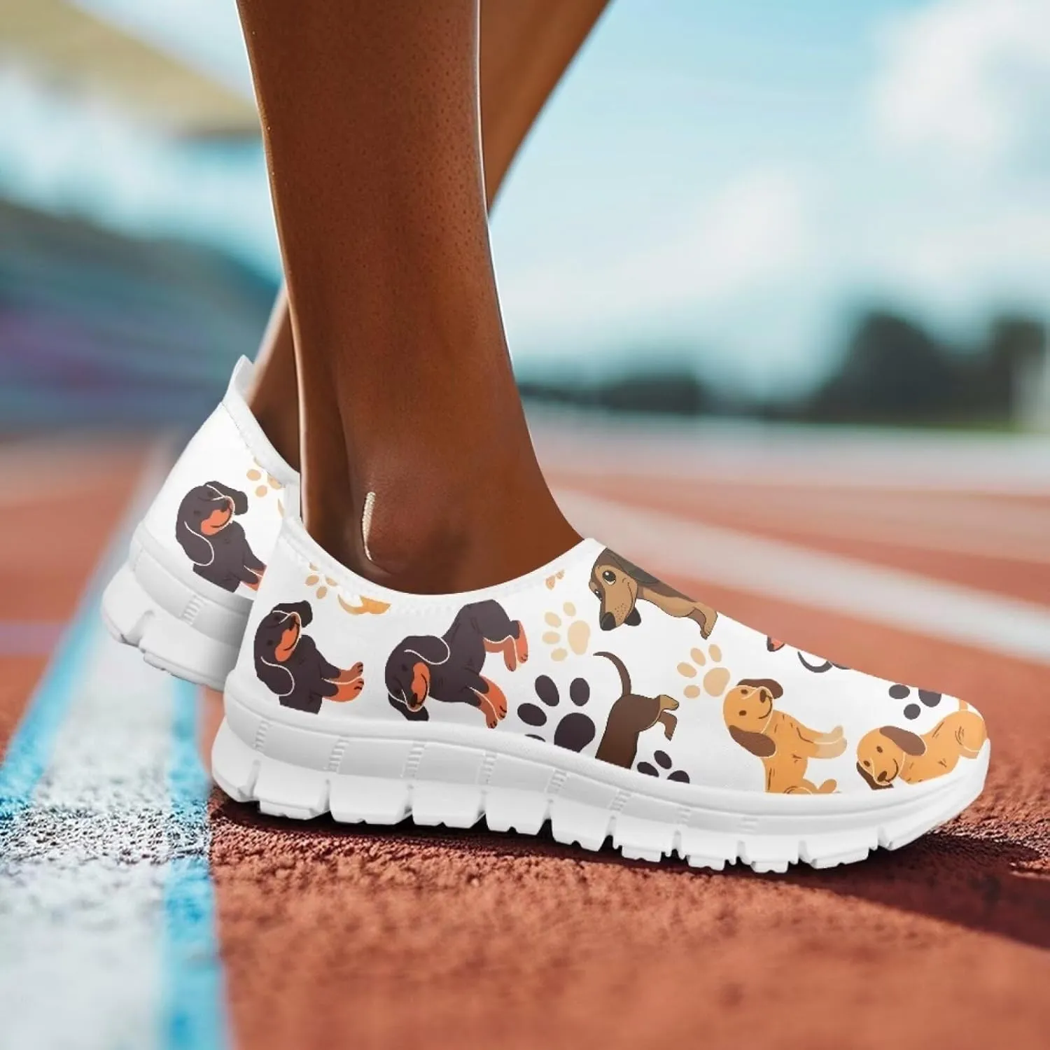 Men Slip On Shoes Dog & Wolf Print Women Walking Running Loafers Shoes with Arch Support Women Non Slip Boat Shoes for Daily Walking