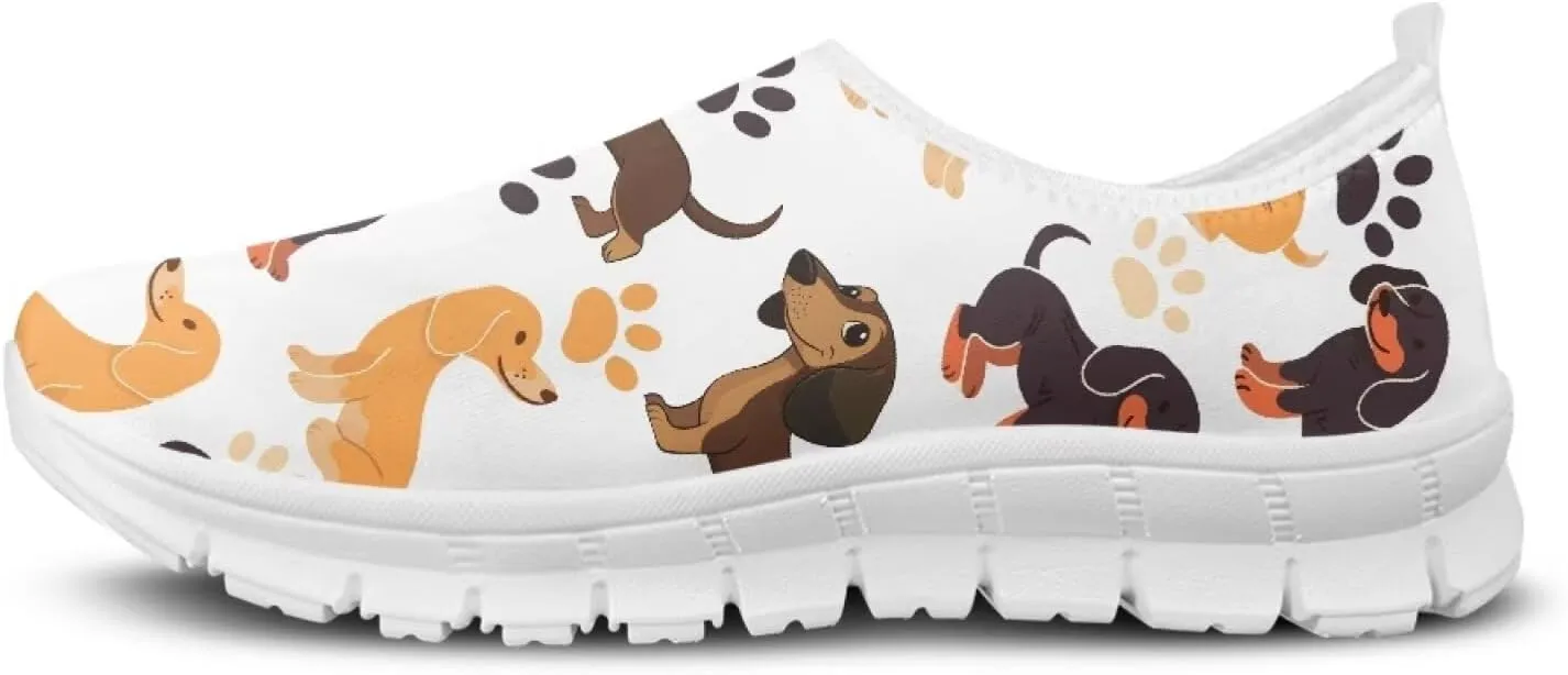 Men Slip On Shoes Dog & Wolf Print Women Walking Running Loafers Shoes with Arch Support Women Non Slip Boat Shoes for Daily Walking
