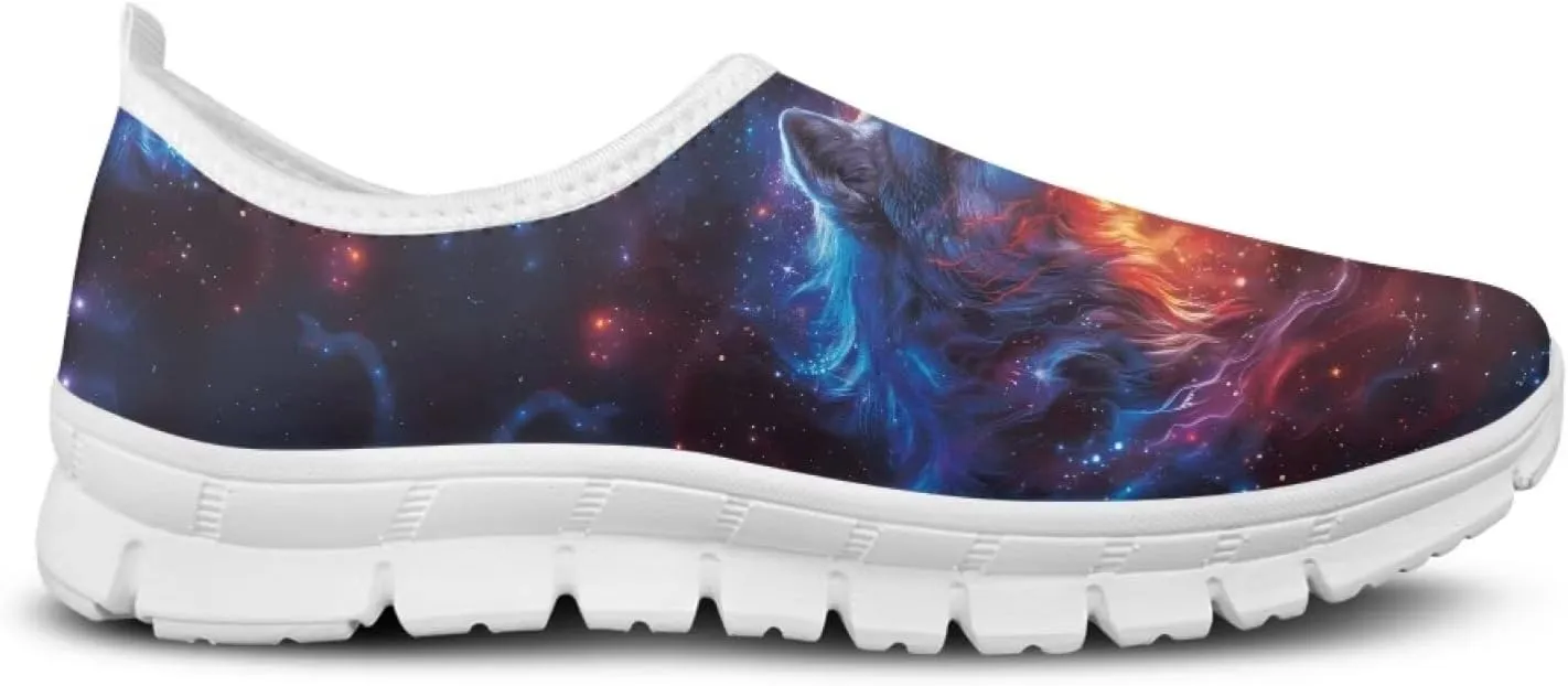 Men Slip On Shoes Dog & Wolf Print Women Walking Running Loafers Shoes with Arch Support Women Non Slip Boat Shoes for Daily Walking