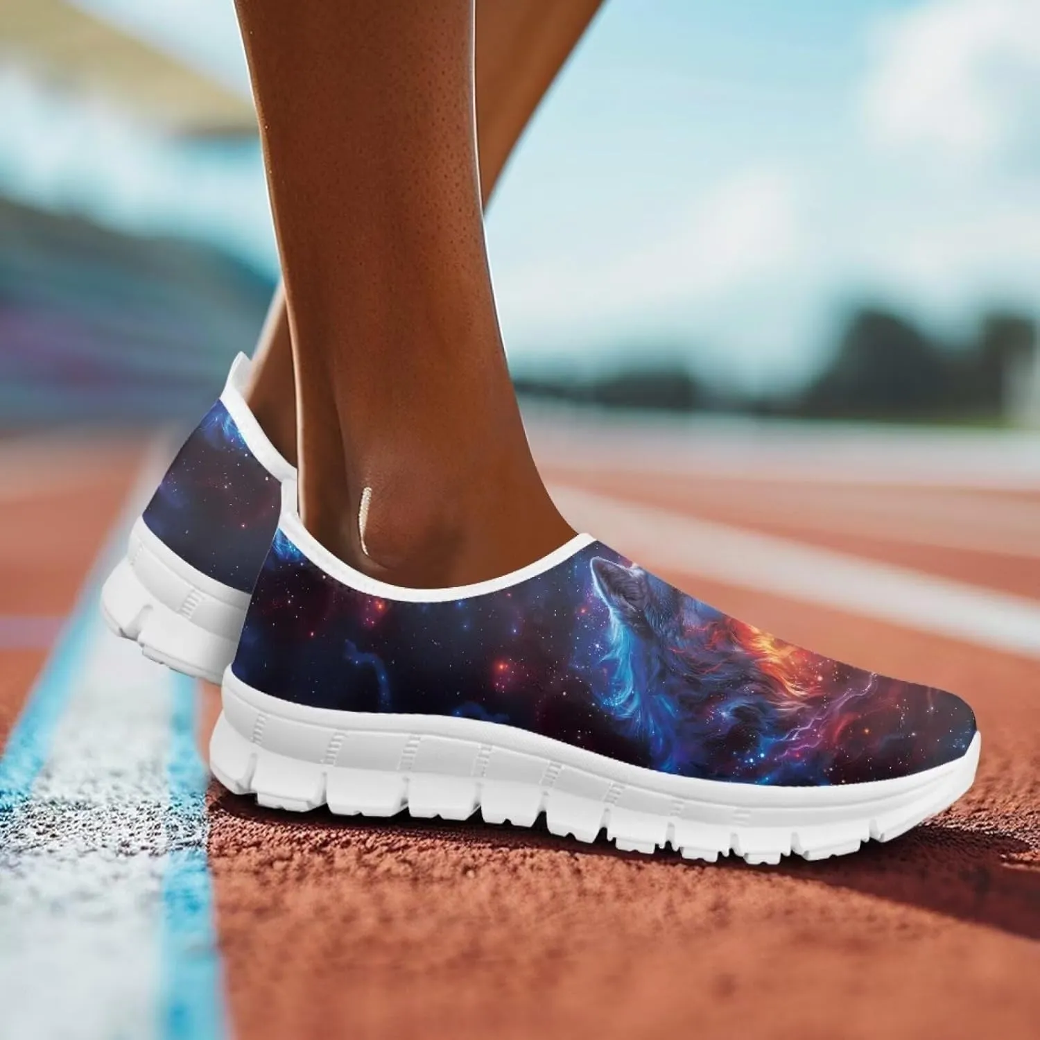 Men Slip On Shoes Dog & Wolf Print Women Walking Running Loafers Shoes with Arch Support Women Non Slip Boat Shoes for Daily Walking