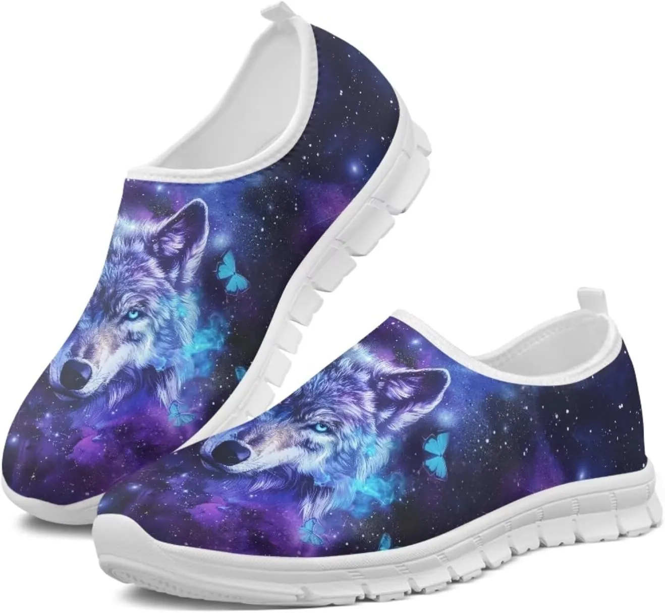 Men Slip On Shoes Dog & Wolf Print Women Walking Running Loafers Shoes with Arch Support Women Non Slip Boat Shoes for Daily Walking