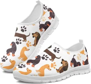 Men Slip On Shoes Dog & Wolf Print Women Walking Running Loafers Shoes with Arch Support Women Non Slip Boat Shoes for Daily Walking