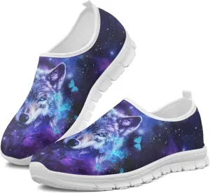 Men Slip On Shoes Dog & Wolf Print Women Walking Running Loafers Shoes with Arch Support Women Non Slip Boat Shoes for Daily Walking