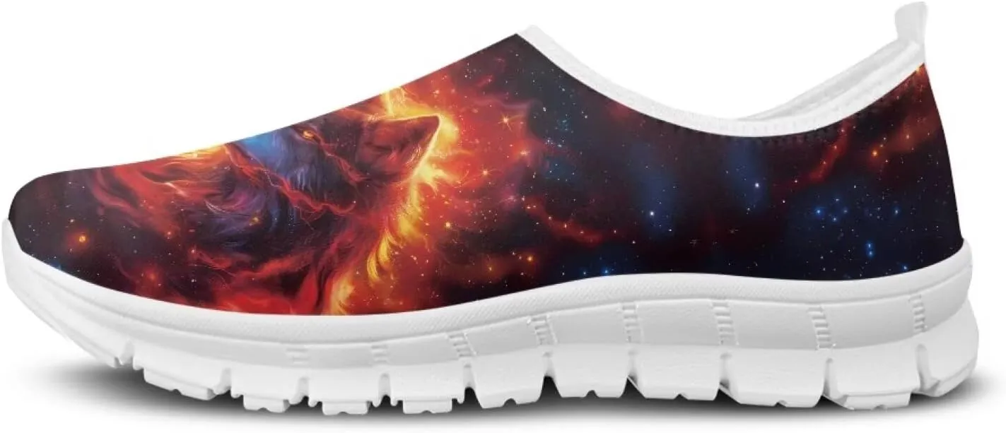 Men Slip On Shoes Dog & Wolf Print Women Walking Running Loafers Shoes with Arch Support Women Non Slip Boat Shoes for Daily Walking