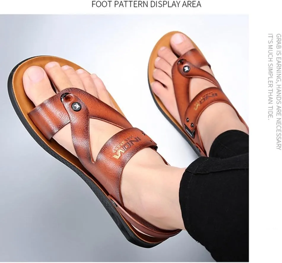 Men's Beach Sandals Summer Lightweight Ring Toe Bunion Flat Slippers, Casual Soft Non-Slip Foot Correction Men's Beach Sandals for Plantar Fasciitis
