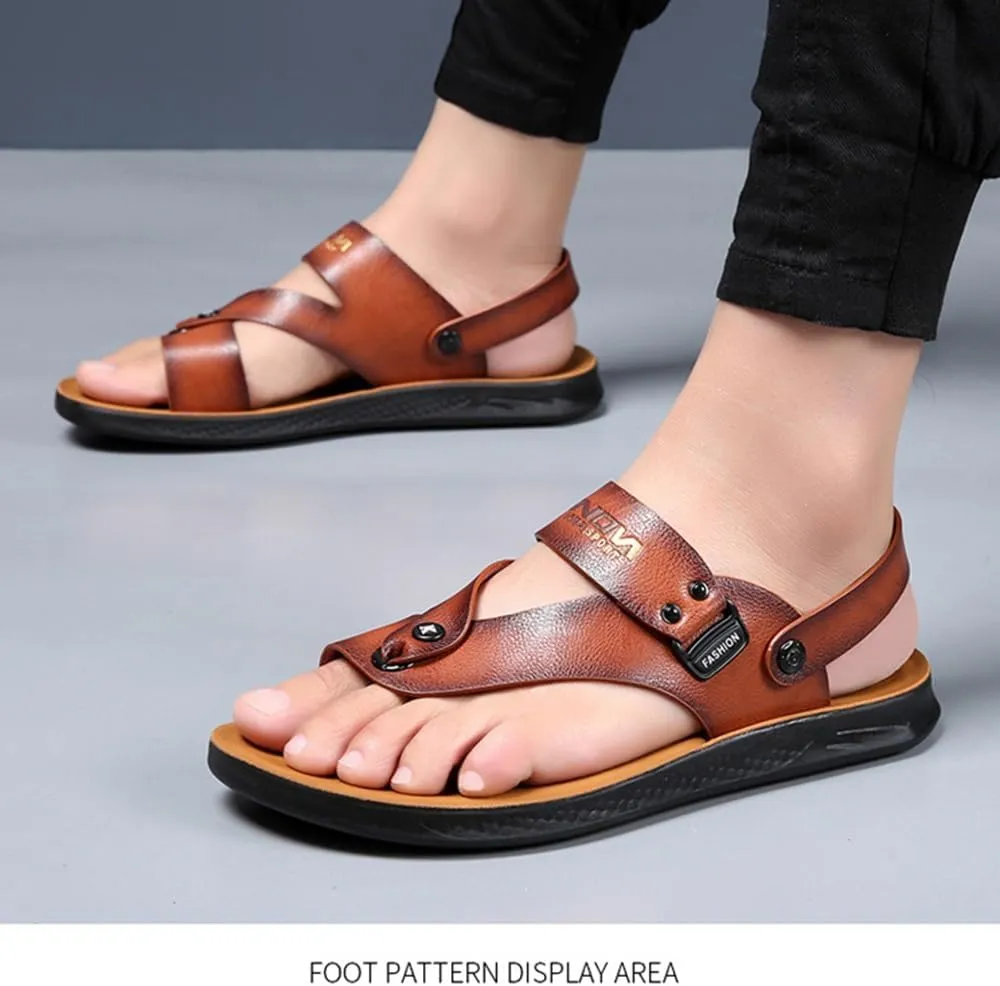 Men's Beach Sandals Summer Lightweight Ring Toe Bunion Flat Slippers, Casual Soft Non-Slip Foot Correction Men's Beach Sandals for Plantar Fasciitis