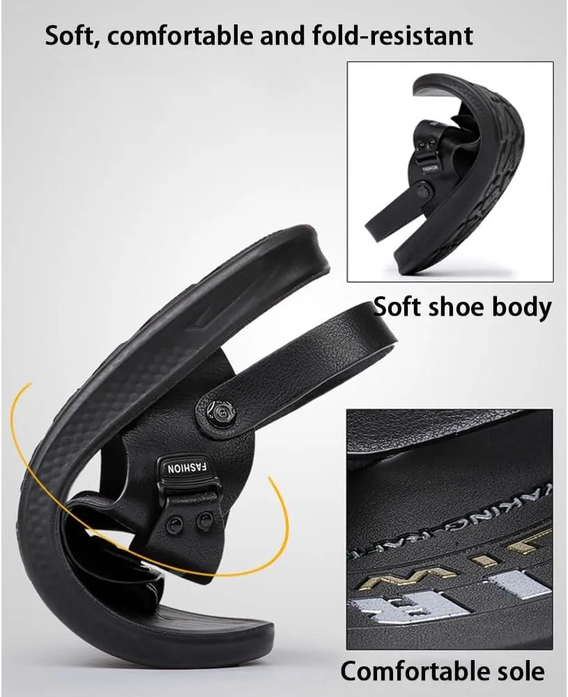Men's Beach Sandals Summer Lightweight Ring Toe Bunion Flat Slippers, Casual Soft Non-Slip Foot Correction Men's Beach Sandals for Plantar Fasciitis