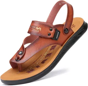 Men's Beach Sandals Summer Lightweight Ring Toe Bunion Flat Slippers, Casual Soft Non-Slip Foot Correction Men's Beach Sandals for Plantar Fasciitis