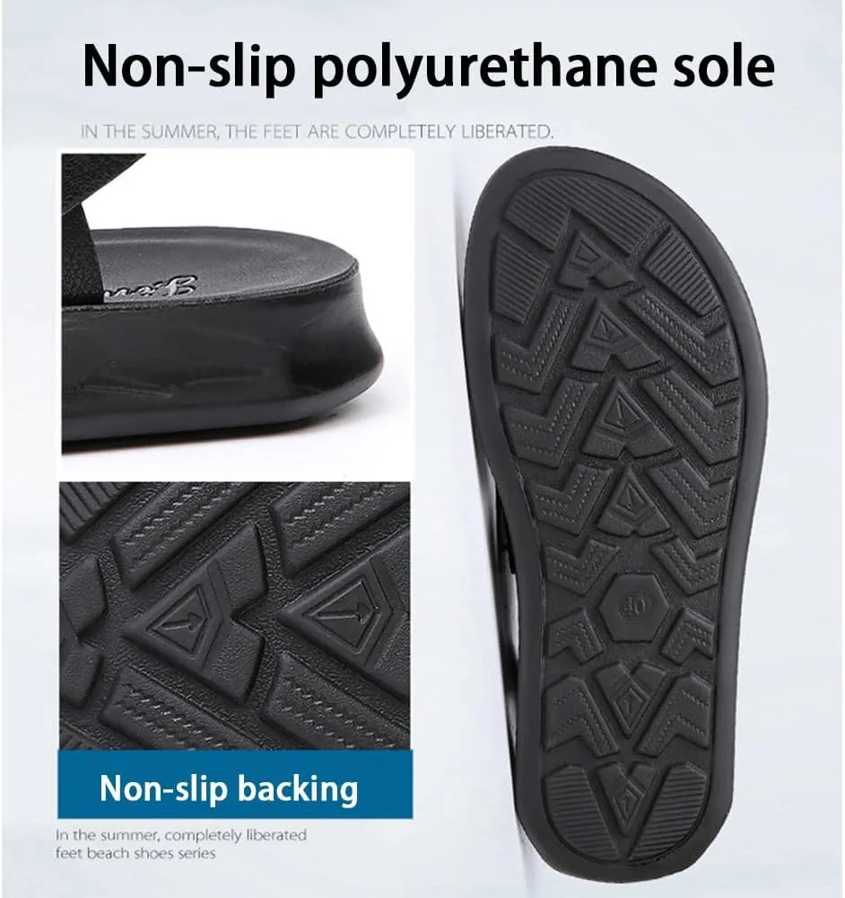 Men's Beach Sandals Summer Lightweight Ring Toe Bunion Flat Slippers, Casual Soft Non-Slip Foot Correction Men's Beach Sandals for Plantar Fasciitis