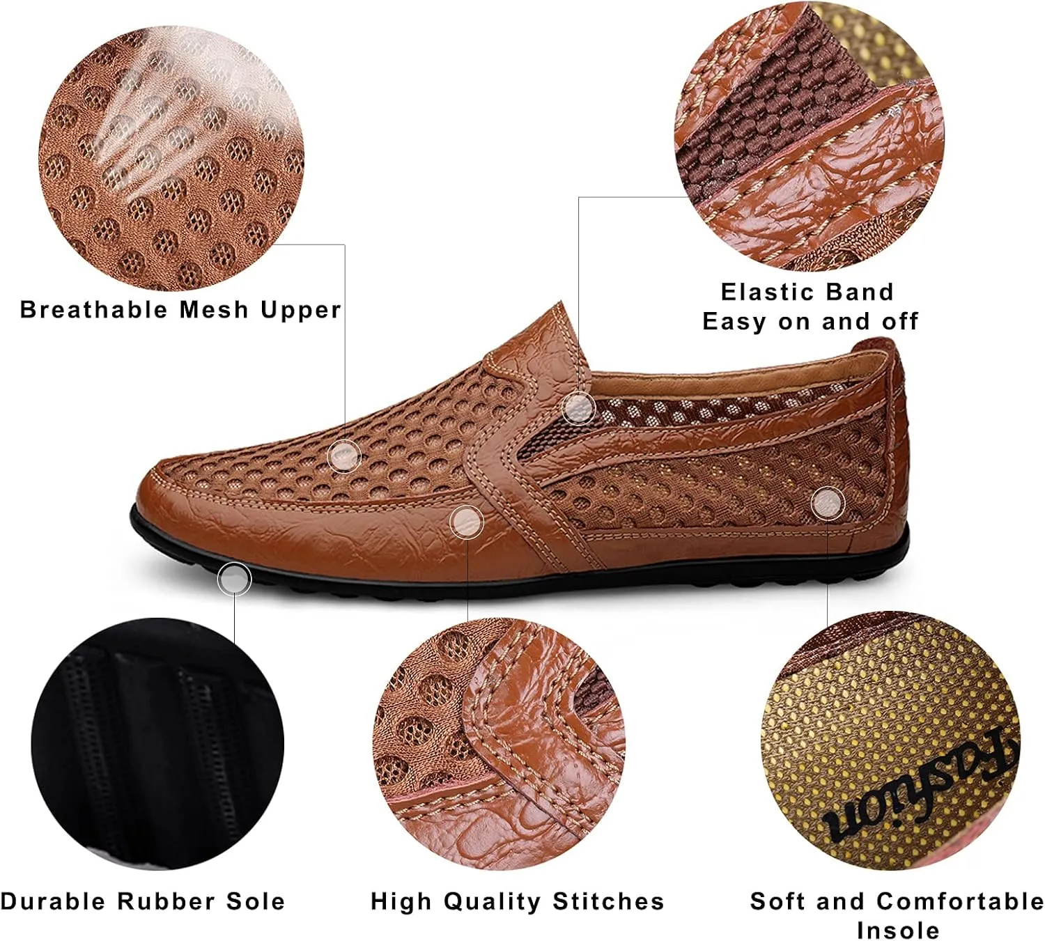 Men's Breathable Mesh Loafers Casual Slip-on Outdoor Walking Hiking Shoes