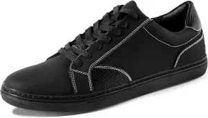 Mens Casual Dress Sneakers - Classic Lace-up Retro Sneakers for Men - Comfortable PU Business Casual Shoes