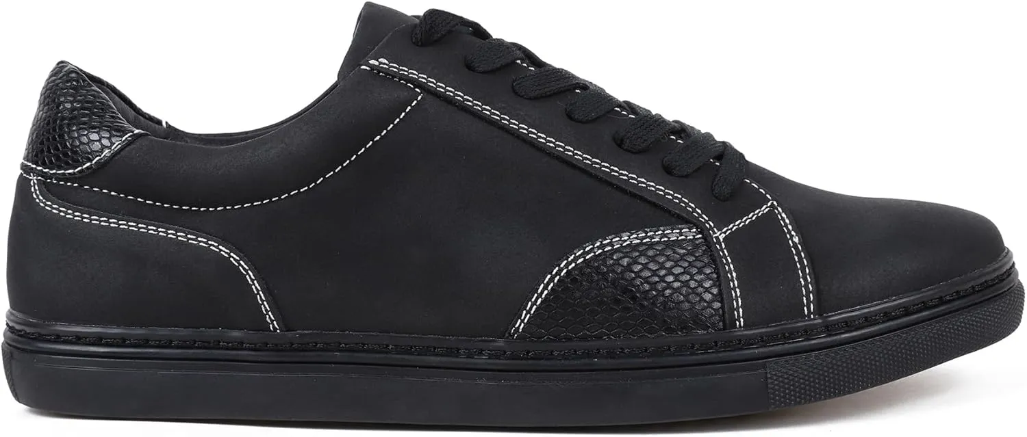Mens Casual Dress Sneakers - Classic Lace-up Retro Sneakers for Men - Comfortable PU Business Casual Shoes