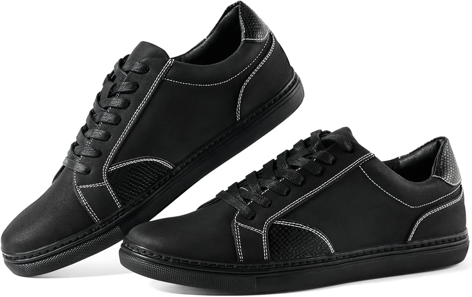 Mens Casual Dress Sneakers - Classic Lace-up Retro Sneakers for Men - Comfortable PU Business Casual Shoes