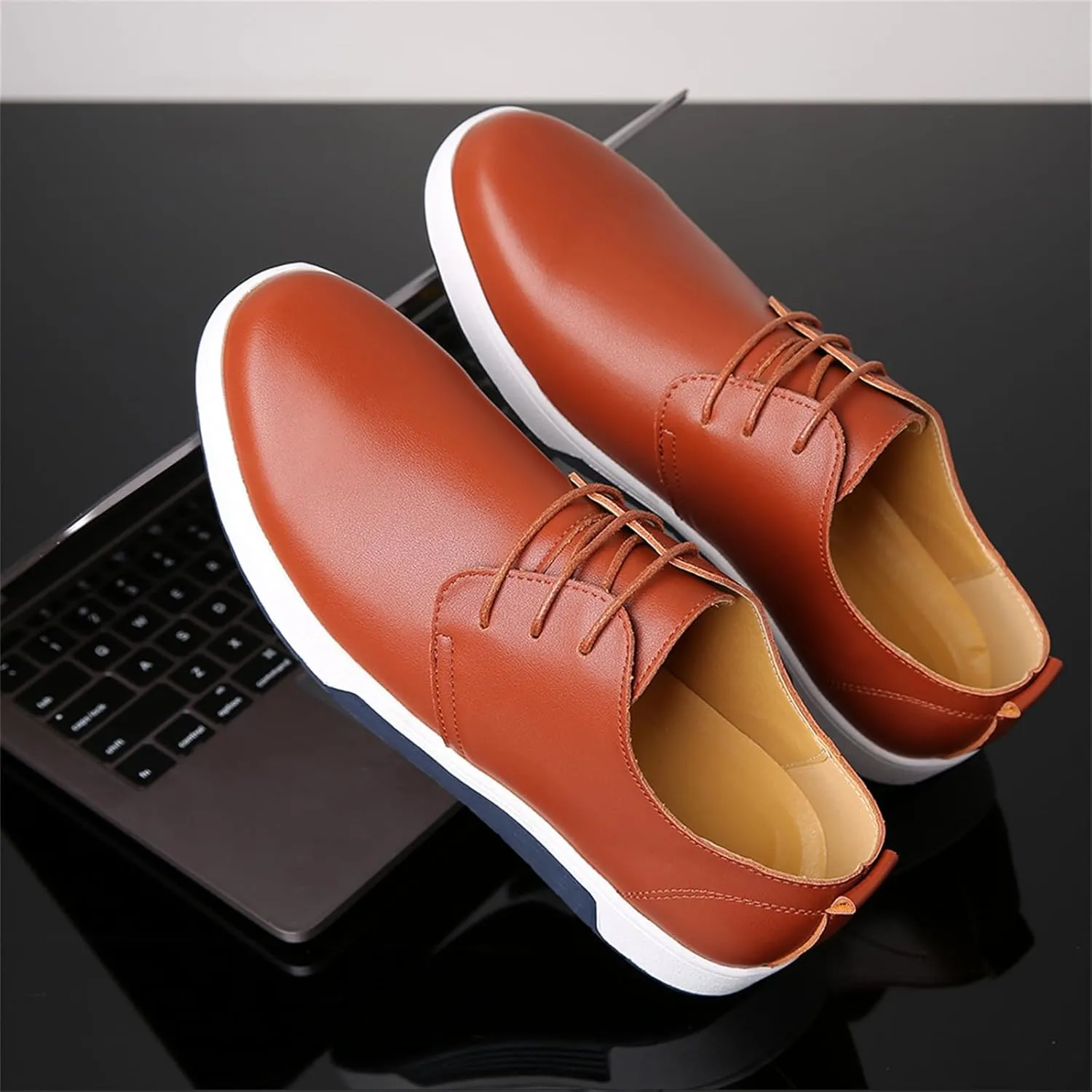 Mens Casual Lace Up Leather Oxford Classical Derby Orthopedic Shoes Lightweight Walking Loafers Dress Business Flats Shoes