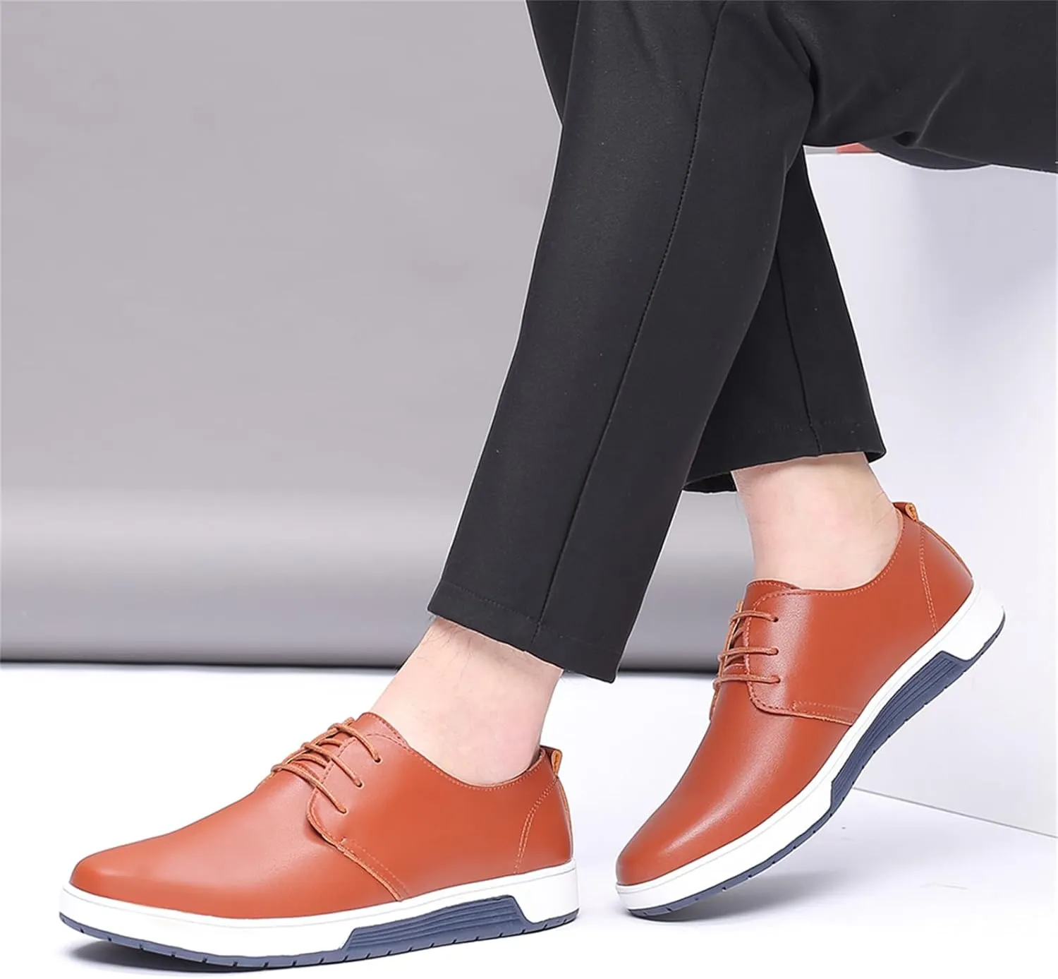 Mens Casual Lace Up Leather Oxford Classical Derby Orthopedic Shoes Lightweight Walking Loafers Dress Business Flats Shoes