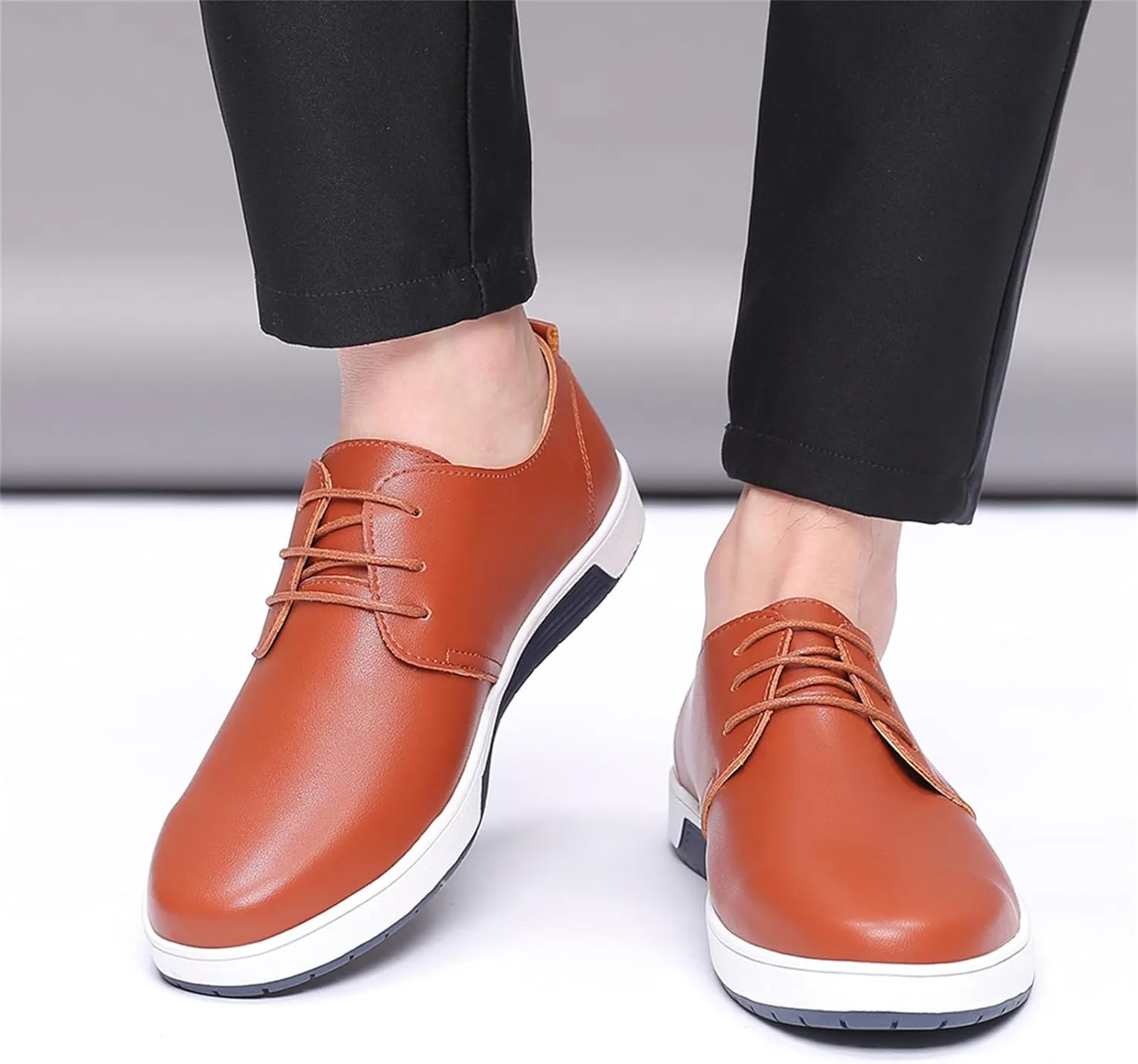 Mens Casual Lace Up Leather Oxford Classical Derby Orthopedic Shoes Lightweight Walking Loafers Dress Business Flats Shoes