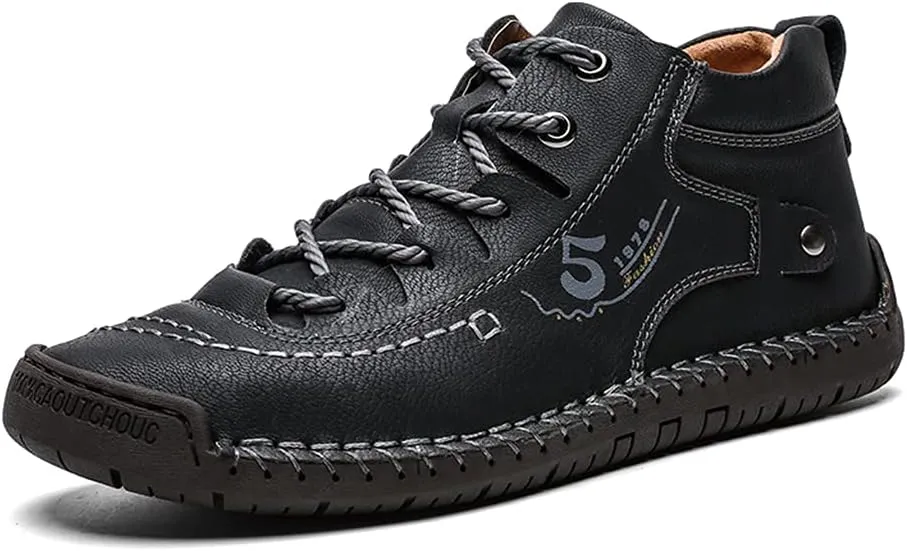 Men's Casual Loafers Brogue Male Driving Penny Shoes Oxford Gentleman Leather Moccasin Men Ankle Boots for Walking Traveling Outdoor