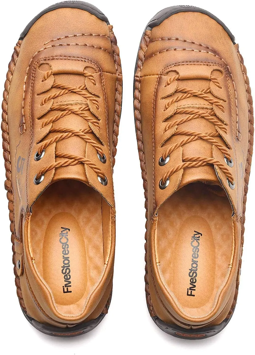 Mens Casual Shoes Summer Breathable Sneakers Loafers Walking Shoes Hand Made Lace-Up Leather Dress Flats Shoes for Driving Business Working Office