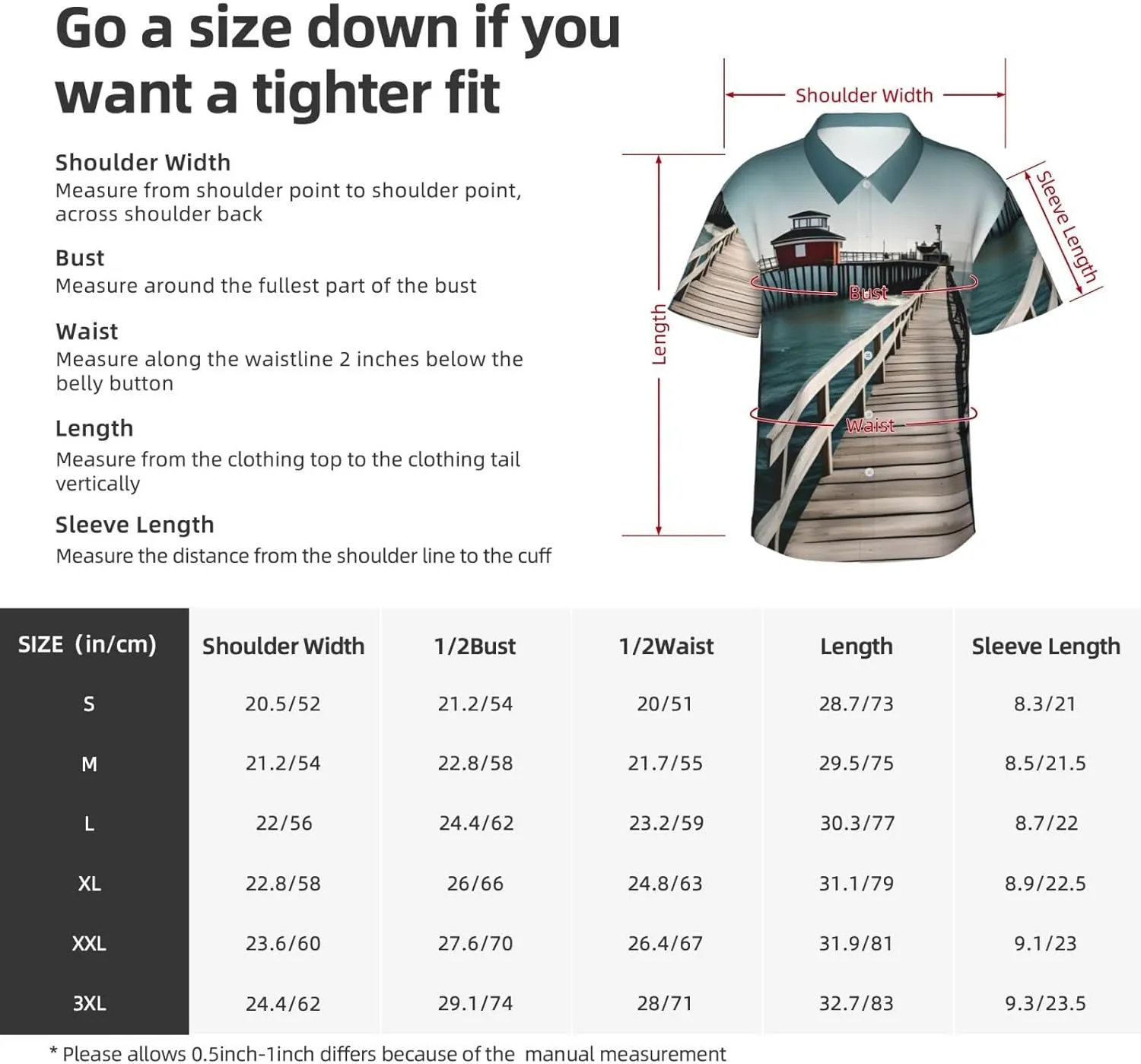 Men's Coastal Pier Hawaiian Shirt Short Sleeve Tropical Holiday Beach Shirts Casual Shirts Summer Clothes