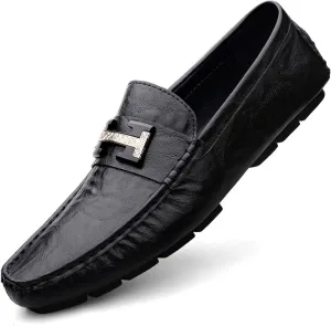 Men's Cowhide Leather Loafers, Casual Slip - On Shoes, Soft Penny Loafers for Men, Lightweight Driving Boat Shoes