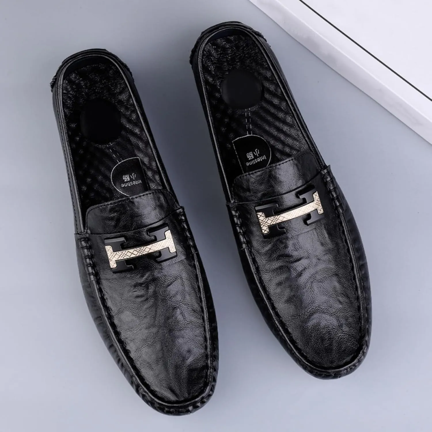 Men's Cowhide Leather Loafers, Casual Slip - On Shoes, Soft Penny Loafers for Men, Lightweight Driving Boat Shoes
