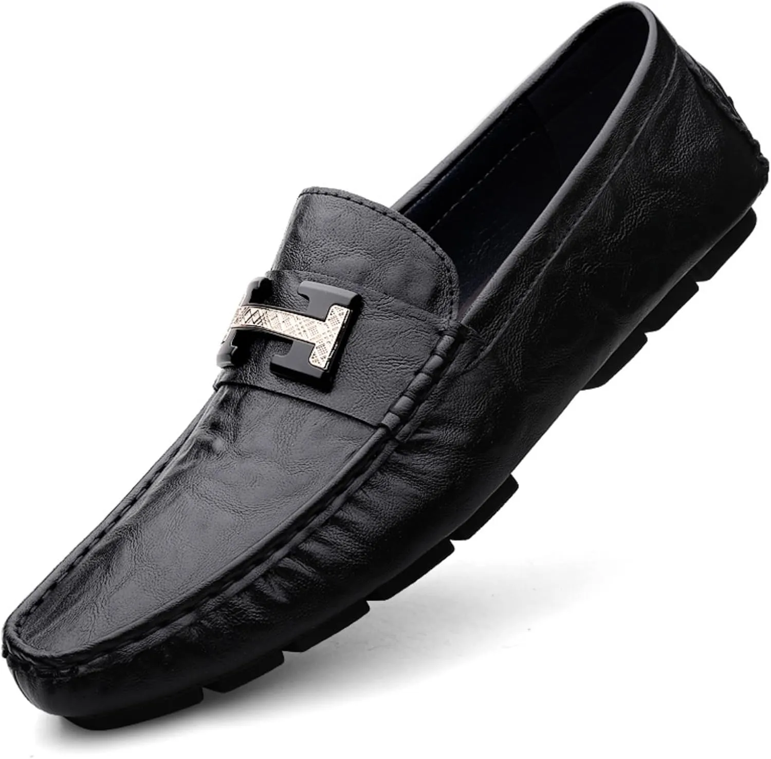 Men's Cowhide Leather Loafers, Casual Slip - On Shoes, Soft Penny Loafers for Men, Lightweight Driving Boat Shoes